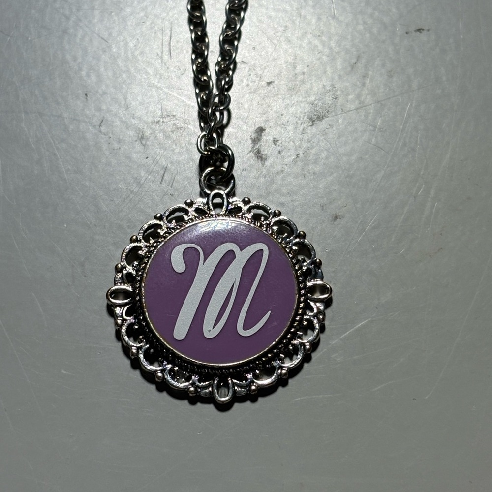 Silver and Purple Pendant Necklace